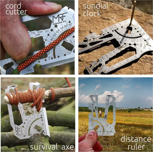 Vista 4 de Universal 3.0-60+ Tools - Multiherramienta para tarjetas de crédito con cuchillo, billetera de titanio con regla, abrebotellas y latas para EDC