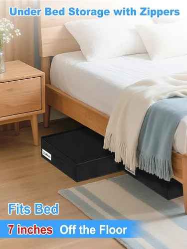 Vista 5 de Bolsas de Almacenamiento Debajo de la Cama con Cremallera, Contenedores de Almacenamiento Debajo de la Cama de 7 Pulgadas de Altura con Lados