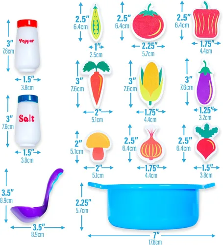 Vista 9 de Tub Works® Tub Soup™ Scoop, Strain & Play - Juguete de baño para niños pequeños Vegetales de espuma flotantes, cucharón para recoger y sopa