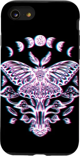 Vista 17 de Funda Glitch para iPhone 15 Glitch Lunar Moth Fases Cristales Setas