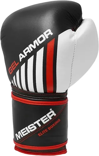 Vista 2 de Meister Gel Armor - Guantes de boxeo de entrenamiento de 16 onzas con cuero de grano completo + bolsa de malla con cordón