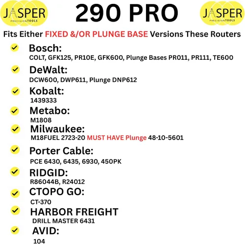 Vista 4 de Jasper 290 PRO Circle Jig - Madera Grado A Policarbonato industrial Grado profesional 268 círculos de 1½"-18 3/16" Routers compactos