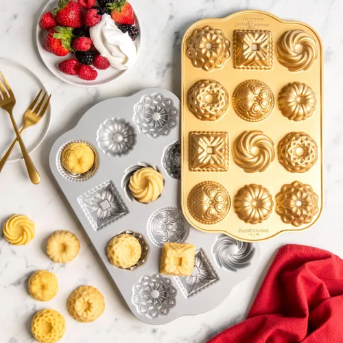Vista 11 de Nordic Ware Charms Cast Bundt Pan, 1.2 Capacidad de la taza, Oro