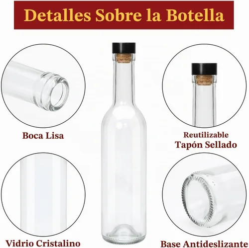 Vista 3 de Paquete de 12 botellas de vidrio de 12 onzas con tapas de corcho, botellas de vino vacías de 12.7 fl oz