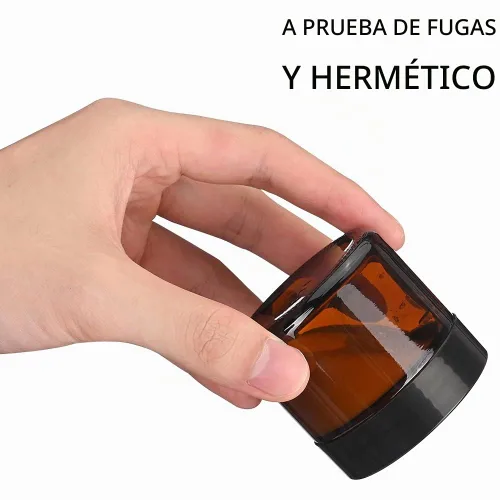 Vista 4 de Tarro de vidrio ámbar con tapas, Tecohouse tarros de vidrio de 4 oz, 2 oz y 1 oz con tapas y calcomanías, recipientes de viaje reutilizables
