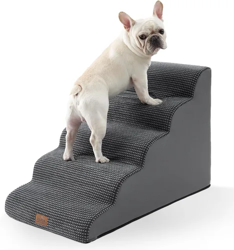 Vista 28 de COZY KISS Escaleras anchas para perros pequeños de 15.7 pulgadas de alto, escalón para mascotas para cachorros, gatos mayores, rampa curva