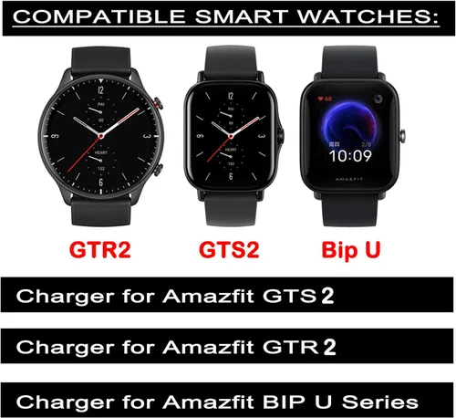 Vista 2 de Cargador compatible con Amazfit Bip 3/T-Rex Pro/GTS 4 Mini/GTS 2 Mini/GTS 2e/GTS 2/GTR 2/GTR 2/GTR 2e/Bip U Pro/Bip 3 Cable de carga USB de repuesto