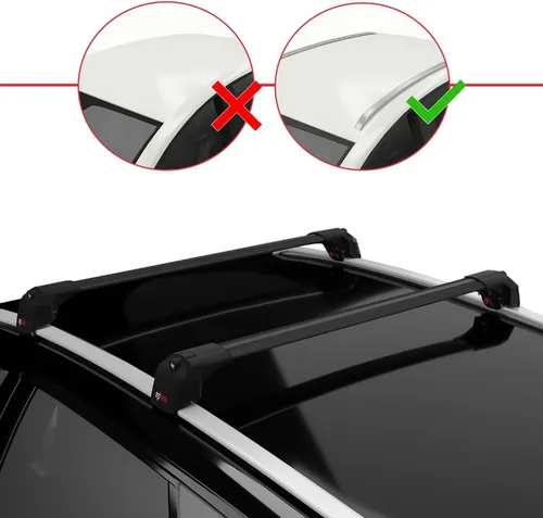 Vista 2 de Compatible con SsangYong Tivoli 2015-2024 ACE-2 Barra transversal de aluminio negro 2 barras