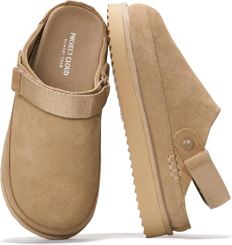 Vista 9 de Project Cloud 100% Genuine Leather Platform Clogs for Women Mules for Women Castaño