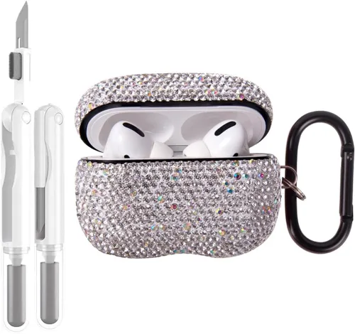 Vista 18 de Funda protectora para AirPods Pro con kit de limpieza, funda protectora de diamantes brillantes para Apple AirPod Pro de 2ª y 1ª