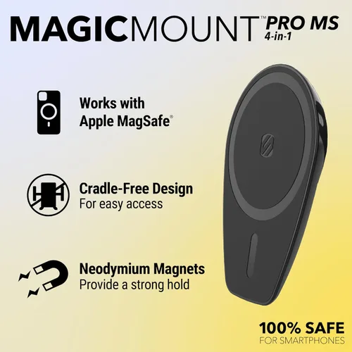 Vista 2 de Scosche MPMSODVM MagicMount Pro MS 4 en 1 - Soporte magnético para salpicadero/parabrisas/ventilación para automóvil con brazo oscilante ajustable