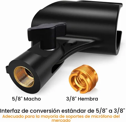 Vista 5 de 2 piezas de clip universal para micrófono, soporte ajustable para clip de micrófono para soporte de micrófono, viene con adaptador de tornillo macho