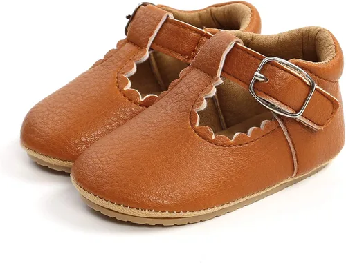 Vista 6 de SOFMUO Zapatillas de cuero con cordones para bebés y niñas suela de goma suave mocasines Oxford para recién nacidos zapatos de vestir