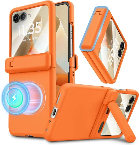 Vista 11 de Maxdara Funda magnética para Motorola Razr 2025/2024, con soporte oculto, compatible con MagSafe, protector de pantalla integrado, protección