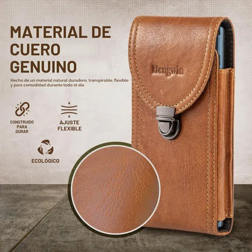 Vista 2 de Funda de piel para cinturón con clip para teléfono celular Belt Holster fit for iPhone 17 Pro Max 16 Pro Max 15 Pro Max Samsung Galaxy S26 Ultra