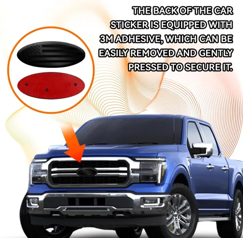 Vista 5 de Emblema para portón trasero para Ford F150 F250 F350 Bandera Americana Negra de 9 Pulgadas Emblema para parrilla delantera para emblemas de Ford