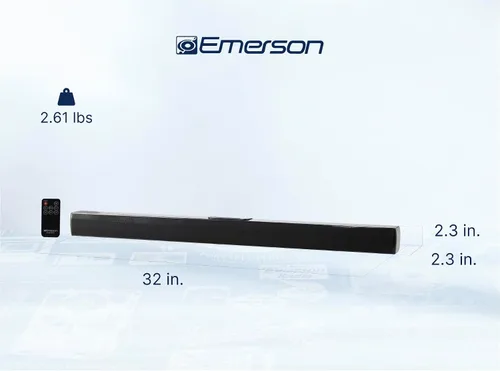 Vista 6 de Emerson EHS-2000 Barra de sonido Bluetooth de 32 pulgadas, sistema de altavoces de cine en casa de 2.0 canales con control remoto, entradas USB/AUX