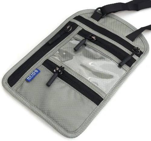 Vista 4 de Noneea Billetera de pasaporte con protección RFID para el cuello de viaje, ultrafina, bolsa de viaje, tela suave e innovadora resistente al