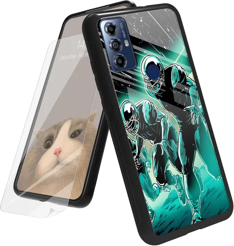 Vista 29 de Funda para Motorola Moto G Play 4G 2024 con protector de pantalla, parte trasera de vidrio templado + funda de silicona suave TPU absorción