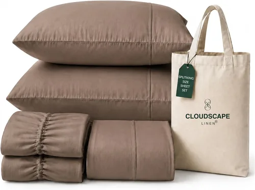 Vista 39 de CLOUDSCAPE LINEN 400TC 100% Egyptian Cotton Luxury Twin Bed Sheets - White