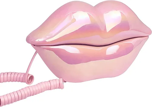 Vista 3 de Teléfono de Labios Rosados, Benotek Juego de Teléfono Fijo con Cable para Casa, Oficina, Hotel, Divertido y Lindo Teléfono de Boca para Fotografía