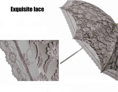 Vista 19 de Orgrimmar Sombrilla de encaje para mujer, protección anti-UV, UPF 50+, paraguas plegable ligero y portátil (negro)