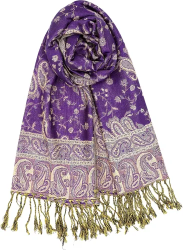 Vista 8 de Achillea Bufanda suave y sedosa reversible con flecos y estampado de cachemira