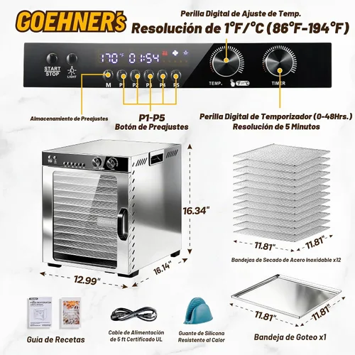 Vista 5 de Máquina grande comercial del deshidratador de la comida de 12 bandejas