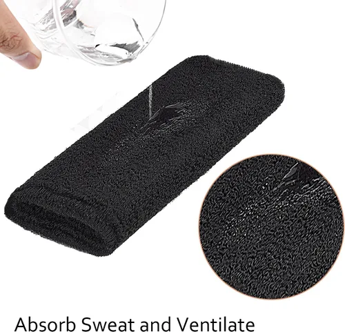 Vista 5 de WILLBOND 2 muñequeras de 6 pulgadas para hombres y mujeres, bandas de algodón atléticas de humedad para tenis, baloncesto, correr