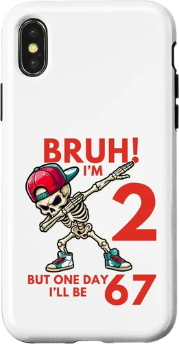 Vista 5 de Bruh I'm 2 But One-Day I'll Be 67 Retro 2nd Birthday Kids Case for iPhone XR