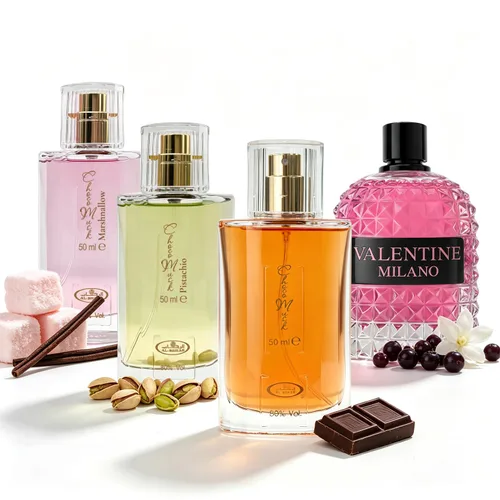 Vista 33 de AFLUXE Set de perfume para mujer, 4 piezas, colección Eau De Parfum de larga duración, almizcle Choco/Milano Mujer/6pm Rosa/7AM Fresh