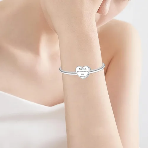 Vista 3 de LUXILLA Love You Best Friend Grandma Wife - Dije de corazón de plata de ley 925 para pulseras, collar, día de San Valentín, día de la madre, regalo