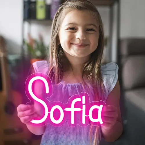 Vista 17 de Letrero de neón con el nombre Brianna para decoración de pared, luz de neón LED con el nombre Brianna para dormitorio de niños, decoración de fiesta
