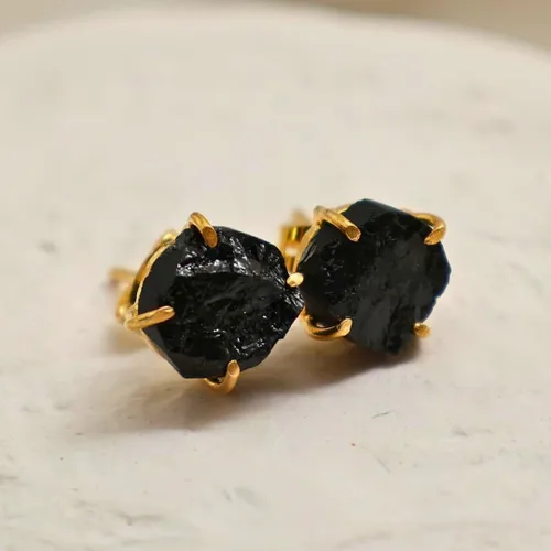 Vista 15 de Gempires Natural Raw Prong Setting Stud Earrings, 8-10 mm Crystals Earring, Handmade Jewelry, Gift for Her