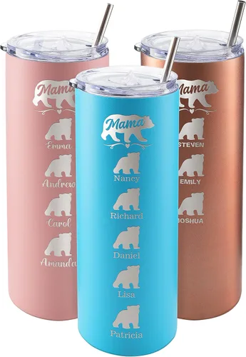 Vista 16 de Vaso de Mamá Oso, vaso personalizado para mamá Oro Rosa