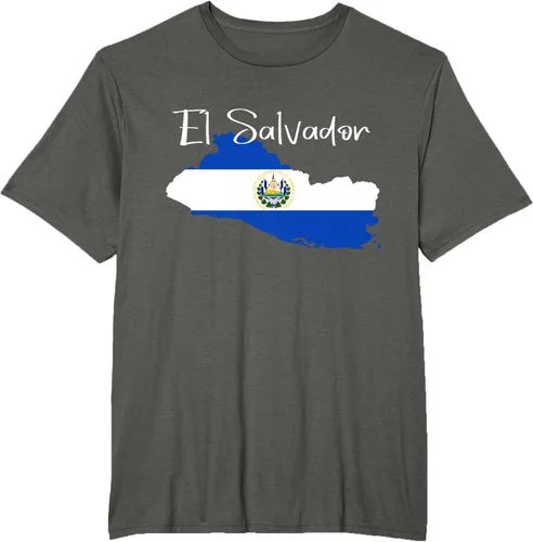 Vista 7 de Camiseta con la bandera de El Salvador, mapa de El Salvador, camiseta de Salvador para mujer