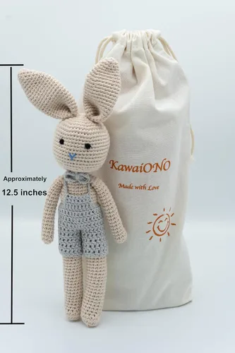 Vista 3 de Bunny Family, Bunny Dad Muñeca de Peluche de Ganchillo, Muñeca Amigurumi para Bebé/Niño Pequeño