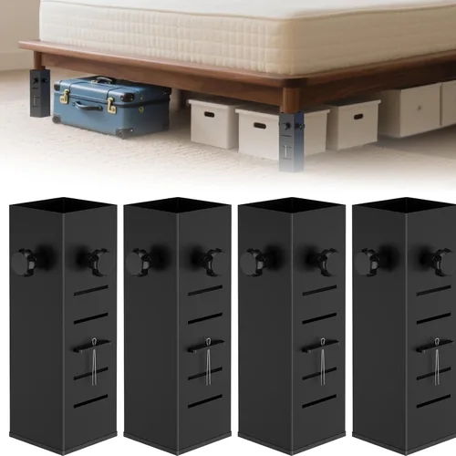 Vista 10 de Extensores de cama resistentes para dormitorio, aumenta el espacio de almacenamiento debajo de la cama, se adapta a patas de cama de 1.5 a 2.2