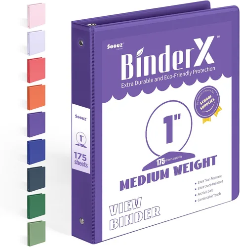 Vista 15 de BinderX - Carpeta de 3 anillos redondos extraduradera de 1 pulgada, se adapta a 175 hojas de papel de 8.5 x 11 pulgadas, cubierta personalizable
