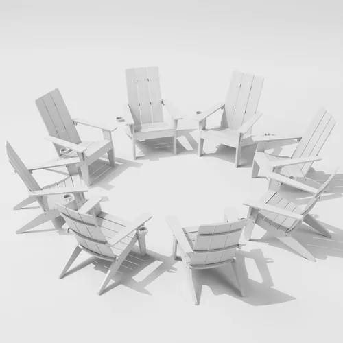 Vista 30 de MXIMU Silla Adirondack moderna resistente a la intemperie con portavasos, sillas de gran tamaño para hogueras Adorondic de plástico al aire libre