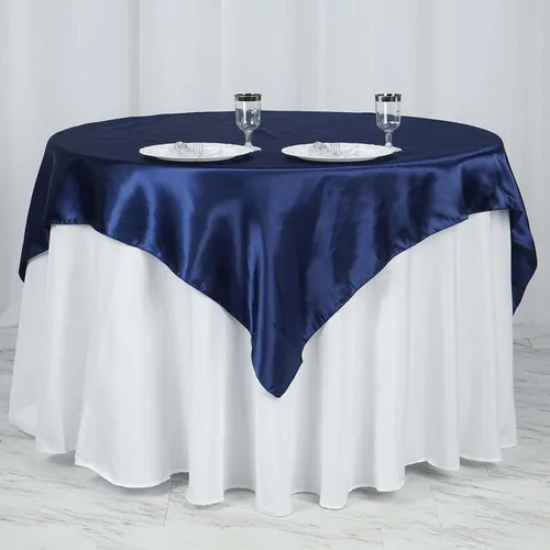 Vista 21 de Efavormart Paquete de 5 Sobremanteles Cuadrados de Satén de 60" para Decoraciones de Mesa de Bodas, Catering y Fiestas, Cubierta de Mantel Negro