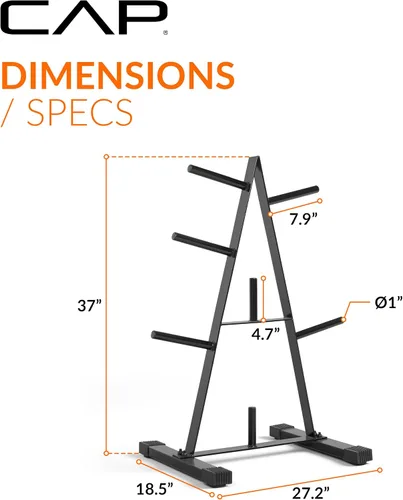 Vista 4 de CAP Barbell Weight Plate Rack for 1-Inch Weight Plates