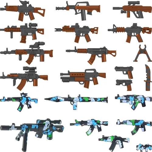 Vista 8 de 390+ Piezas Paquete de Armas Militares Juguetes de Bloques de Construcción Conjunto de Armas del Ejército Conjunto de Equipo de Soldado Kits