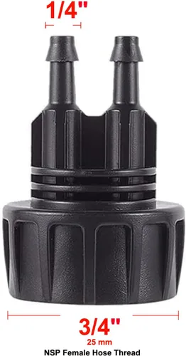 Vista 7 de Tubo de riego por goteo de 1/4 de pulgada a conector adaptador de grifo, divisor en Y de 2 vías para manguera de jardín de 3/4 pulgadas a manguera