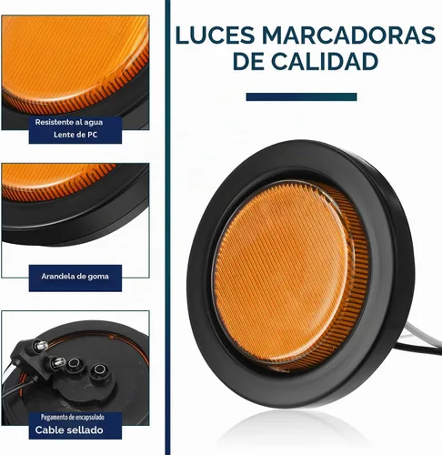 Vista 3 de Retisee - 16 piezas de luces de 13 LED, 2.5 pulgadas, redondas, para luz de aviso, indicadores de luz lateral delantera y trasera, impermeables