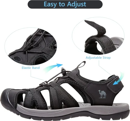 Vista 2 de CAMELSPORTS Sandalias de senderismo para hombre, puntera cerrada, sandalias de playa al aire libre, impermeables, deportivas para pescador, zapatos