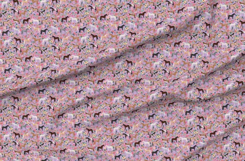 Vista 4 de Spoonflower Tela – Caballo Multi Floral Caballos Púrpura Granja Animal Cowboy Pet Retrato Impreso en Tela Gasa Cuarto Grasa – Coser Moda Vestidos