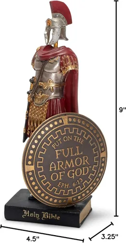 Vista 7 de Dicksons Armor of God - Figura de mesa de soldado romano de 9 x 5 pulgadas, resinstone roja