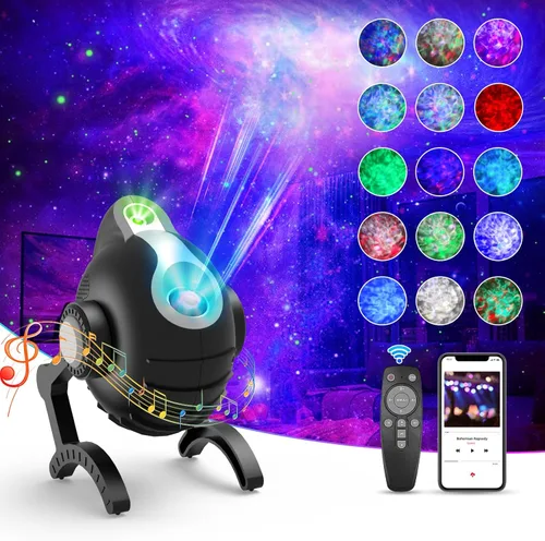 Vista 7 de Proyector Star Galaxy para dormitorio, proyector de luz nocturna de perro robot, lámpara LED de techo de nebulosa estrellada con altavoz Bluetooth
