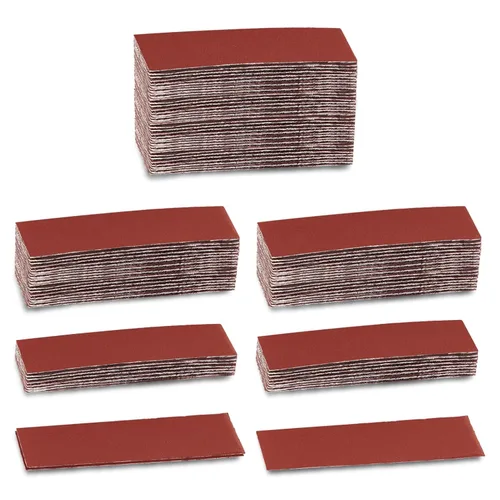 Vista 2 de Kit de 100 piezas de papel de lija de microdetalles de 3.5 x 1.2 pulgadas, tiras de papel de lija de gancho y bucle, grano 80, micro acabado